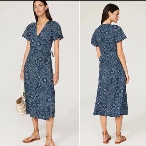 Marine Layer Blue Emlyn Floral Midi Dress Size Medium- EUC